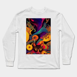 Colorful abstract cat design Long Sleeve T-Shirt